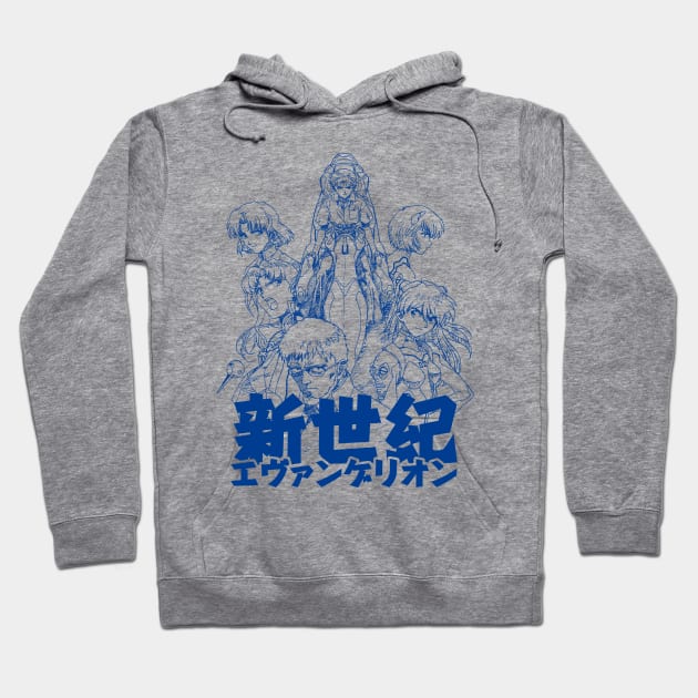 EVA CREW (blue) Hoodie by geekingink